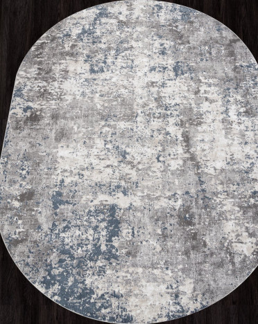 Ковер турецкий 02945A KIRKE (Полиэстер, серый, голубой) овальный