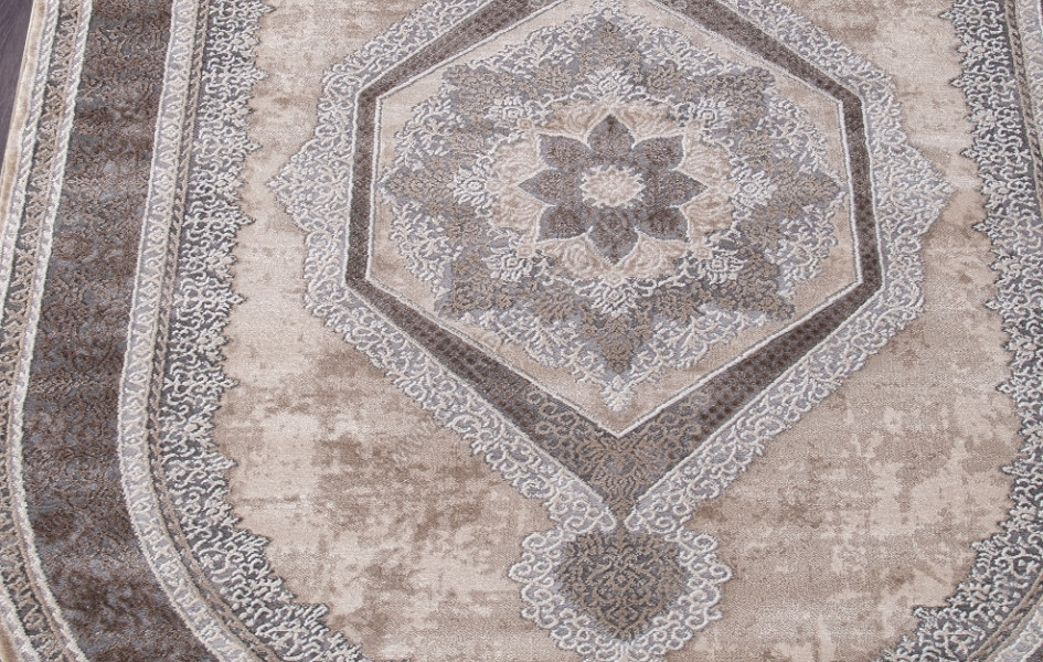 Ковер турецкий овальный 04037C GREY / BROWN - коллекция ARMINA