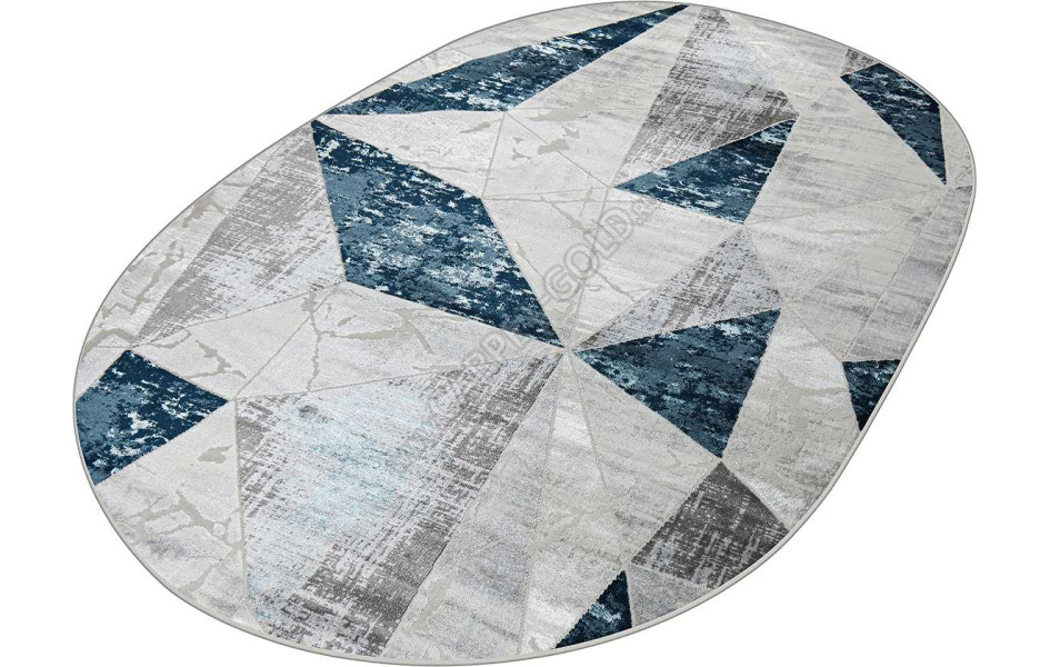 Геометрический абстрактный ковер 37515A OVAL BLUE FLS / L.GREY Kleopatra