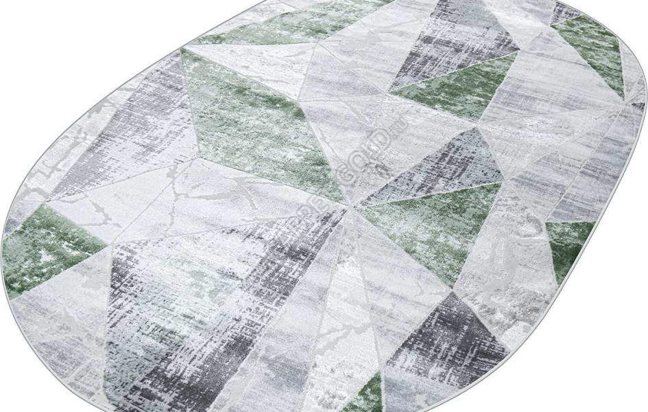 Геометрический абстрактный ковер 37515A OVAL GREEN FLS / L.GREY Kleopatra